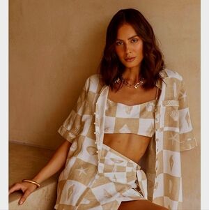 Dissh Mele Tangerine Shell Linen Shirt 8US